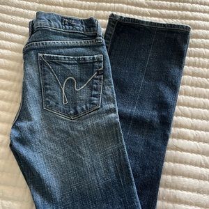 Citizens of Humanity size 25 with inseam 27.5 inches low waist bootcut vintage